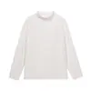 Camiseta de algodão puro com mangas compridas, gola alta meia-altura, peso pesado, estilo americano, unissex, marca da moda para primavera e outono, corte solto, adequada para usar em camadas e como peça básica.