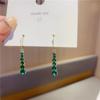 Aretes Largos Coreanos Super Flash Zirconia Moda Combinable de Alta Gama Elegantes Combinables Cristal Gota Aretes de Hebilla para Oreja