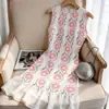 Vestido Corto de Verano para Mujer, Sencillo y Elegante, Estampado Floral, Cuello Redondo, Ajustado, Sin Mangas, Dobladillo con Volantes