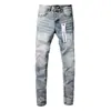 Marca tendência transfronteiriça estilo americano high street simples versátil moda jeans azul básico versátil masculino desgastado