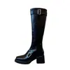 Hebilla de cinturón nuevo modelo 2026, botas largas, pierna ajustada, circunferencia de caña pequeña, nuevas botas de jinete para mujer, botas de tacón grueso hasta la rodilla