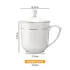 Taza de té de cerámica para hotel con tapa, taza de agua, taza para reuniones de oficina de Jingdezhen, taza de Phnom Penh, taza de té para el hogar, entretenimiento de hotel