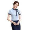 Camisa Profesional de Moda Slim Diosa al por Mayor Nueva Camisa Blanca con Lazo Top de Manga Corta para Mujer