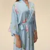 Pijamas de Comercio Exterior para Mujer Verano Estilo Europeo Americano Yaoting Delgado Satín Talla Grande Bata Larga de Manga Larga de Alta Calidad Ropa de Casa para Mujer