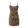 Europa y Estados Unidos Amazon venta al por mayor transfronteriza 2024 otoño nuevo vestido francés ajustado con tirantes de leopardo
