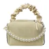 Bolso Cuadrado Pequeño Plegado Estilo Coreano de Mano para Mujer 2024 Nuevo Moda Bolso de Hombro con Perlas Elegante Versátil Bolso Cruzado de Cadena