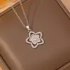 [Acero de Titanio] Nuevo Estilo Transfronterizo Collar de Estrella de Cinco Puntas con Incrustaciones de Cobre y Circonita para Mujer, Joyería de Colgante Versátil de Diseño de Nicho de Alta Gama