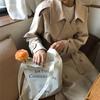 Marca nicho coreana ins misma letra impresa bolso de hombro bolsa fina de tela gris bolso de hombro ecológico bolsa de compras