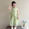 Nuevo Conjunto de Verano Floral Estilo Chino para Niñas 2026 Nuevo Modelo Niña Pequeña Estilo Chino Hanfu Ropa de Verano Conjunto de Dos Piezas