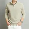Camiseta de manga larga para hombre con cuello alto y media cremallera, nueva de otoño 2026, jacquard, estilo old money, casual, transpirable