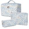 Bolsa de Maquiagem terno Bolsa de Maquiagem Acolchoada Feminina Grande Bolsa de Maquiagem Floral Flor Bolsa de Armazenamento de Artigos de Higiene Pessoal de Viagem