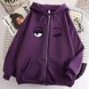 Sudadera con capucha negra estampada Open Eye Closed Eye para mujer 2022 y2k Harajuku Abrigo Suéter para mujer
