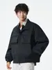 Chaqueta de moda de alta calle para primavera y otoño 2025 con cuello alto, corte holgado, diseño multibolsillos, resistente al viento, moderna