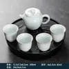 Conjunto de Chá Kung Fu com Bandeja, Conjunto Pequeno Portátil com Uma Bule e Quatro Xícaras para Casa, Dormitório, Hotel e Recepção de Convidados