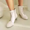 35--48 Talla Grande Botas Exportación Transfronteriza Zapatos de Mujer Correa Retro Tacón Grueso Tacón Medio Botines Cortos Botas Nuevas de Otoño e Invierno para Mujer
