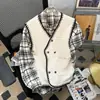 Camisa de Nuevo Estilo 2026, Traje, Chaleco, Ropa Exterior Estilo Primavera y Otoño para Hombre, Traje Pequeño Estilo Chanel, Chaleco Casual de Punto para Hombre