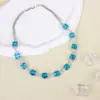 Conjunto de Pulseiras Moda Versátil Diamante Azul Super Flash Estilo Luxo Leve Personalidade Elegante Corrente para Clavícula Colar de Alta Qualidade Atacado