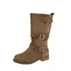 Botas Altas Retro Melanoides de Bloques de Color para Mujer 2026 Nuevas Versátiles Tacón Grueso Adelgazantes Botas de Jinete Botines Cortos Botas Apiladas