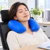Almohada inflable de viaje portátil en forma de U para el cuello para coche y avión, almohada en forma de U tipo presión, protección para el cuello, artefacto de viaje, almohada para el cuello