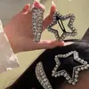 Presilha de Cabelo Preta e Branca com Bolinhas, Laço e Strass Estilo Coreano, Presilha de Franja Fashion, Grampo de Cabelo Exquisito para Testa
