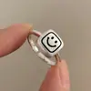 Anillos apilables de plata de ley S925 con esmalte de cara sonriente de colores para mujer, ajustables, de lujo ligero, únicos, versátiles, de nicho, con sensación de alta gama