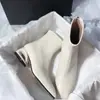 2026 Botas Elegantes da Moda Quadradas com Salto Bloco Zíper nas Costas Salto Médio Temperamento Elegante Recorte Salto Irregular Moda Slim