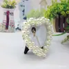 Marco de fotos europeo creativo de perla y diamante blanco 1011-3 pulgadas en forma de corazón cuadrado juego de mesa foto Marco de fotos para niños