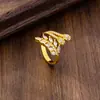 Design de Luxo Leve Anel de Dedo Indicador Espiga de Trigo com Zircônia para Mulheres, Anel de Ouro de Areia Vietnamita, Cor Elegante e Duradoura, Joias de Mão para Atacado