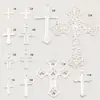 Acessórios DIY Cor Dourada Real 18K Cruz Conservadora de Cor Estilo Antigo Acessório de Cabelo Pingente de Adorno de Cabeça Materiais Semi-Acabados Feitos à Mão