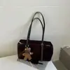 Bolsa de axila de camurça retrô veludo transfronteiriça feminina outono e inverno estampa de leopardo Maillard casual bolsa de ombro única tipo travesseiro
