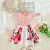 Vestido de Verão Patchwork para Meninas 2026 Novo Estilo com Estampa Moda Europeia e Americana Laço Sem Mangas Vestido Infantil Atacado