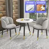Conjunto de Mesa e Cadeiras de Lazer para Varanda da Moda, Mesa Redonda Simples de Camada Dupla para Recepção e Negociação, Uma Mesa e Duas Cadeiras, Conjunto de Três Peças para Receber Convidados