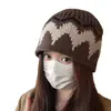 Gorro de Punto Jacquard con Capucha para Mujer Estilo Coreano Fair Isle Retro Versátil Protección para Orejas Engrosado Cálido Gorro de Lana