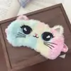 Linda Máscara de Ojos de Gato para Dormir, Divertida de Peluche Dibujo Animado Oscurecedora, Especial para Estudiantes para Aliviar la Fatiga durante la Siesta