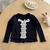 Yiyowey Camiseta Falsa de Dos Piezas con Encaje y Lazo para Bebé Niña Niños Primavera Otoño Elástica Ajustada Manga Larga Versátil Superior Moda T