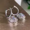 Ebay Amazon Europeos y Americanos Más Vendidos Pendientes Cuadrados Redondos Simples de Circonita Femeninos Elegantes Populares Joyería de Celebridades
