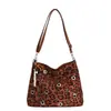 Bolso Tote de Moda Coreana con Estampado de Leopardo para Mujer, Bolso de Hombro Versátil de Gamuza, Bolso de Mano de Nicho con Tachuelas, Bolso Tipo Dumpling Moderno