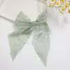 Gaze brilhante com strass banhada a prata com fios de pérolas e laço grande, acessório de cabelo DIY feito à mão, acessório de decoração para roupas e vestidos de boneca