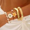 Pulseiras Transfronteiriças Europeias e Americanas, Pulseira Boêmia Olho do Diabo com Senso de Design, Conjunto de Pulseiras Exageradas com Gotejamento de Óleo e Incrustadas com Diamantes
