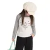 Camiseta de Manga Raglán de Otoño para Niñas 2026 Nuevo Estilo para Niños Medianos y Mayores Pulóver Versátil Holgado Elegante Top de Manga Larga