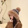 Gorro de Lana para Niños Invierno Nuevo Forrado de Felpa Engrosado Cálido Bola de Pelo Gorro de Punto Exterior Montar Protectores de Orejas a Prueba de Frío Gorro Frío