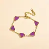Pulseira Cruzada Simples de Trevo de Quatro Folhas Dupla Face Ouro 18K Não Desbota Joia de Moda Versátil Feminina Pulseira de Trevo da Sorte Venda por Atacado