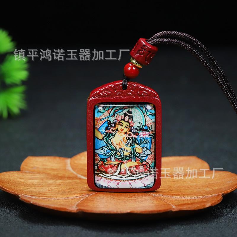朱砂彩绘守护神吊坠