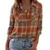 2026 Amazon Europa y América comercio exterior transfronterizo otoño nuevo camisa casual de cuadros suelta con botones de manga larga para mujer