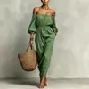 Otoño/Invierno 2026 Nuevo Moda Femenina Europea y Americana Comercio Exterior Amazon Color Sólido Vacaciones Casual Vestido sin Hombros para Mujer