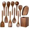 Conjunto de utensílios de cozinha em madeira de acácia Amazon, espátula antiaderente de madeira maciça, colher, concha de sopa de teca, colher para macarrão, colher para arroz