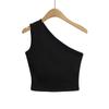 Estilo Lujuria Pura Chica Sexy Sexy Un Hombro Cuello Inclinado Estilo Occidental Top para Mujer 2025 Look Adelgazante con Almohadillas en el Busto Chaleco sin Mangas