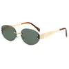 Gafas de Sol Ovaladas de Moda Estilo Nuevo, Gafas de Sol Personalizadas para Mujer, Gafas de Sol Sin Marco de Gama Alta, Transfronterizo