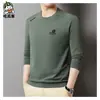 Camiseta Masculina de Manga Longa com Gola Redonda Suéter de Alta Qualidade para Usar por Baixo Nova Coleção Primavera e Outono 2024 Camiseta para Meia-idade e Idosos