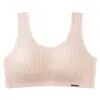 Ropa interior transpirable de algodón puro para tallas grandes, minimizador de busto grande, sujetador sin aros estilo camiseta para mediana edad y ancianos, sujetador deportivo push-up